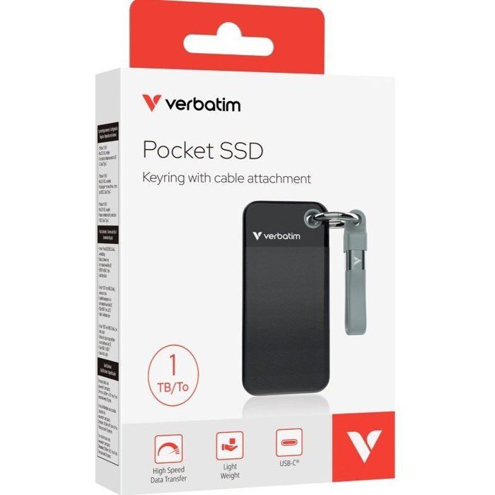 Disque ssd externe - verbatim - pocket - 1 to - noir / gris