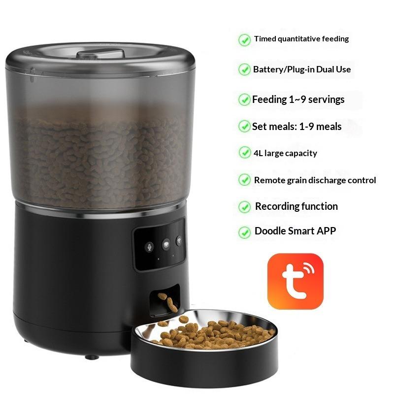 

Pet Feeder Automatic 4L Quantity Remote Graffiti APP Timed Quantitative Cat and Dog Supplies WIFI Intelligent Feeder wifi type