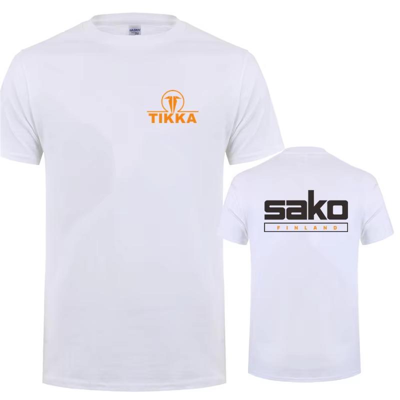 Tikka By Sako Finland Firearms T Shirts Tees Casual Short Sleeve Cotton Man Tshirt LH-252 Men's T-Shirt Black Casual Crew Neck