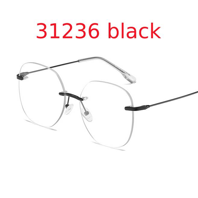 Metal Rimless Glasses Frame Women Prescription Anti-blue Light Myopia Optical Oval Eyewear 0 -0.5 -1.0 -1.5 To -5.0