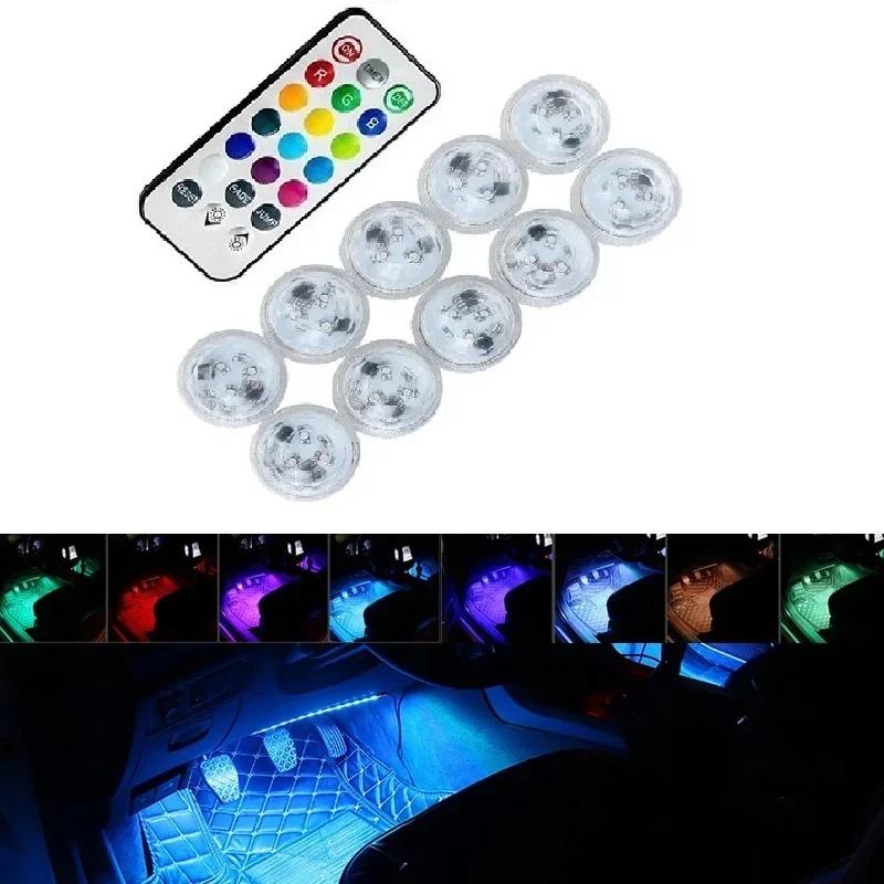 LED car decorative lights USB Wireless Remote Music Control Multiple Modes voice controlled atmosphere RGB interior footwell New