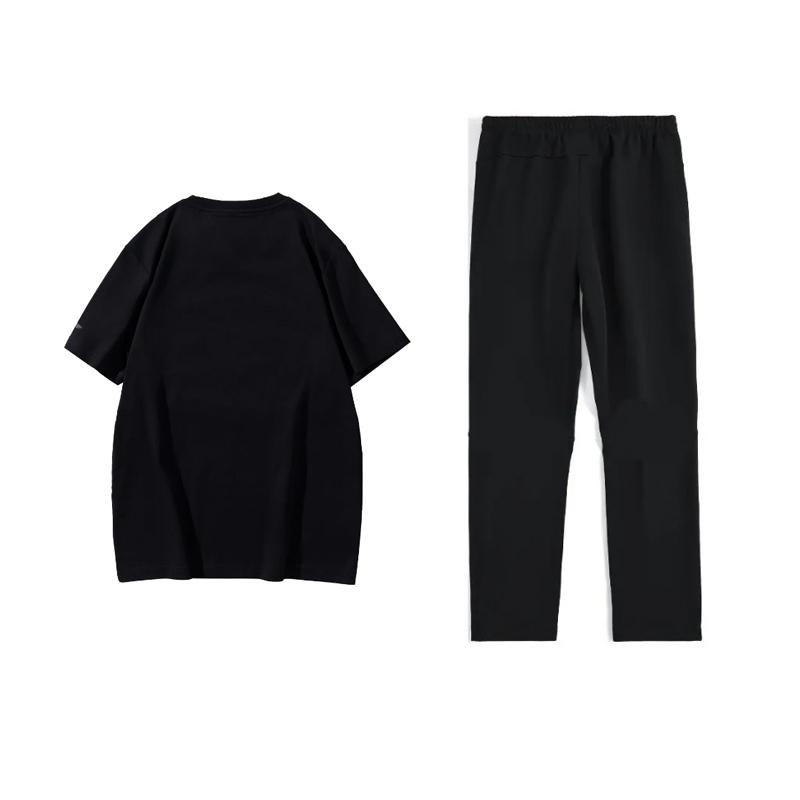 Li Ning Basketball Series Round Neck Pullover Short Sleeve Lightweight Drawstring Quick Dry Long Pants Casual Sports Set AHSUA27-2+AYKU703-1