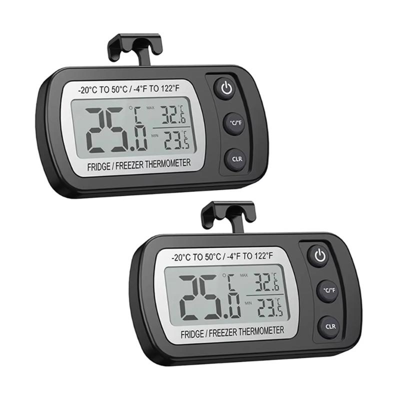 Mini LCD Digital Fridge Thermometer Anti-Humidity with Hook for Household Refrigerator Freezer Food Temp Monitoring Tool