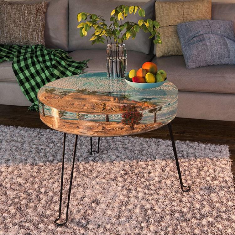 Ocean Table Resin Molds Round Stool Molds Silicone Desk Mold for Epoxy Resin