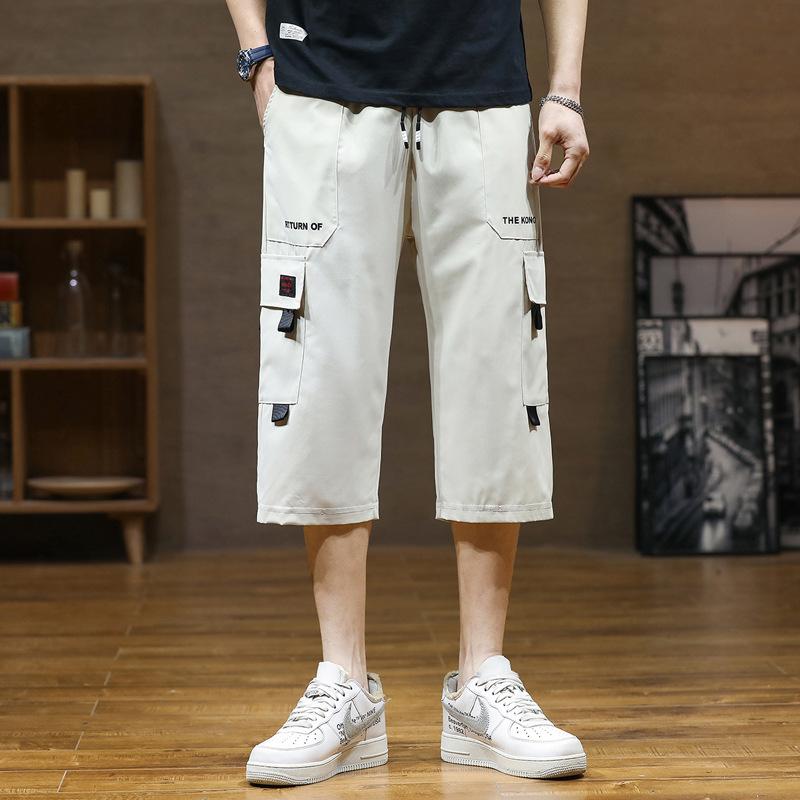 Men's Ice Silk Loose Casual Shorts Summer Sportswear Seven-Foot Pants Comfortable Breathable Men's Leisure Trousers