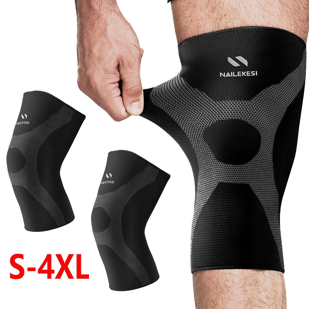 1Pair Plus Size Compression Knee Brace For Women Men Support Knee Sleeve For Pain Relief Arthritis Meniscus Tear nero