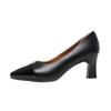 Autumn Soft Leather Single Shoes Soft Sole Comfortable New Work Shoes Medium High Heels Versatile Leather Shoes