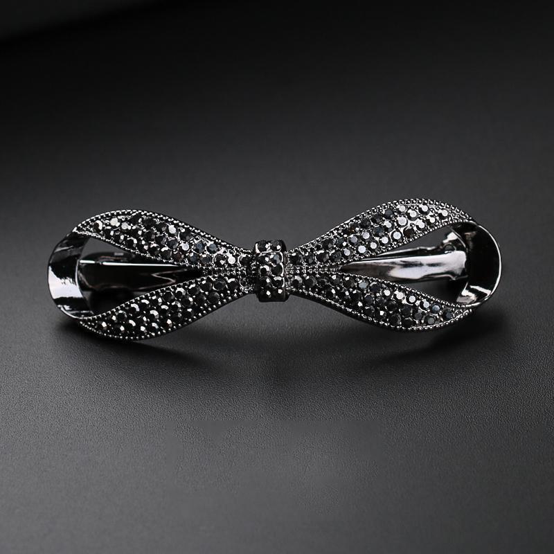Full-diamond Bow Tie Spring Clip Exudes A Sense of High-end and Light Luxury The Half Hair Clip At The Back of The Head Is A Stylish Hair Accessory