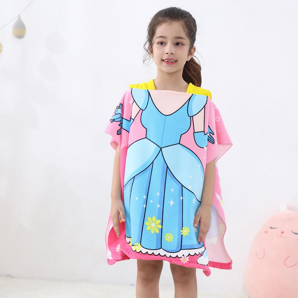 Cartoon Printed Children'S Bath Towel Cape, Microfiber Towel Material 1-12 Years Old Hooded Can Wear Bath Towel Breathable