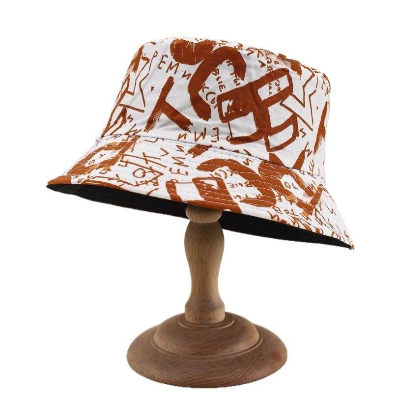 Graffiti Letter Double-Sided Bucket Hat Spring And Summer Outdoor Leisure Sun Hat Tide Basin Hat