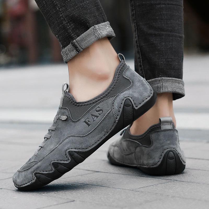 New Spring and Summer Leisure Leather Shoes Men's Leather Soft Bottom Leather Shoes Breathable Non-Slip Slip-on Men's Shoes