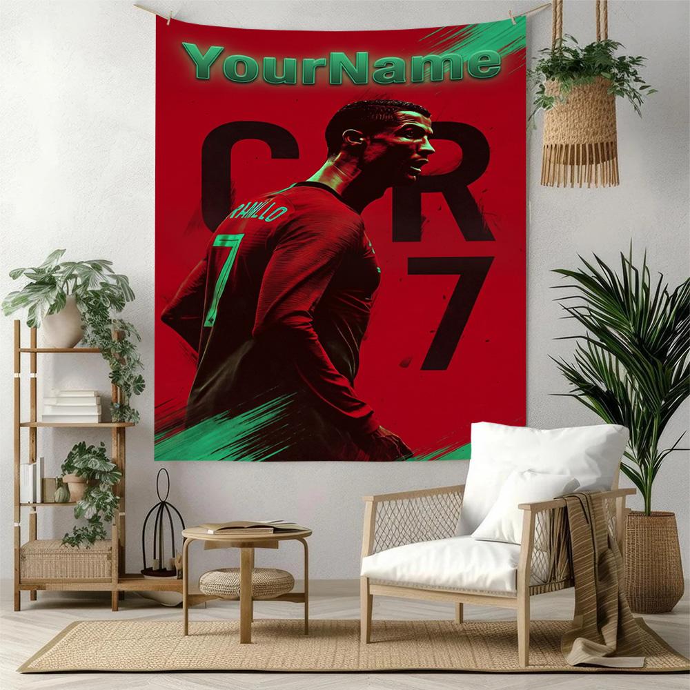 Cristiano Ronaldo Custom Your Name Wall Decor Tapestry Art For Pet Memorial Birthdaywedding Party Backdrop Family Gift