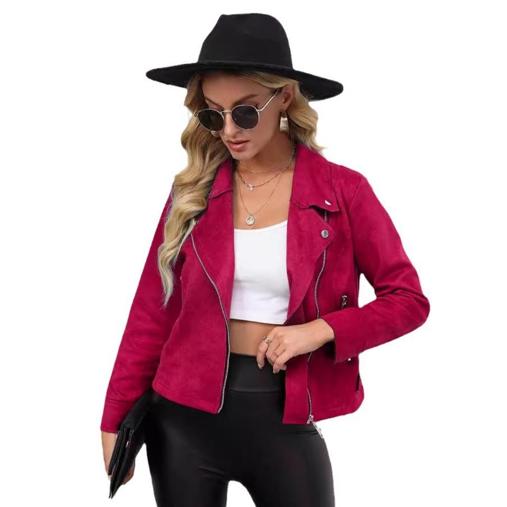 Spring Autumn Women's Lapel Zipper Long Sleeve Blazer Coat, European Style Casual Outerwear for Women, Leisure Wholesale Women Clothing