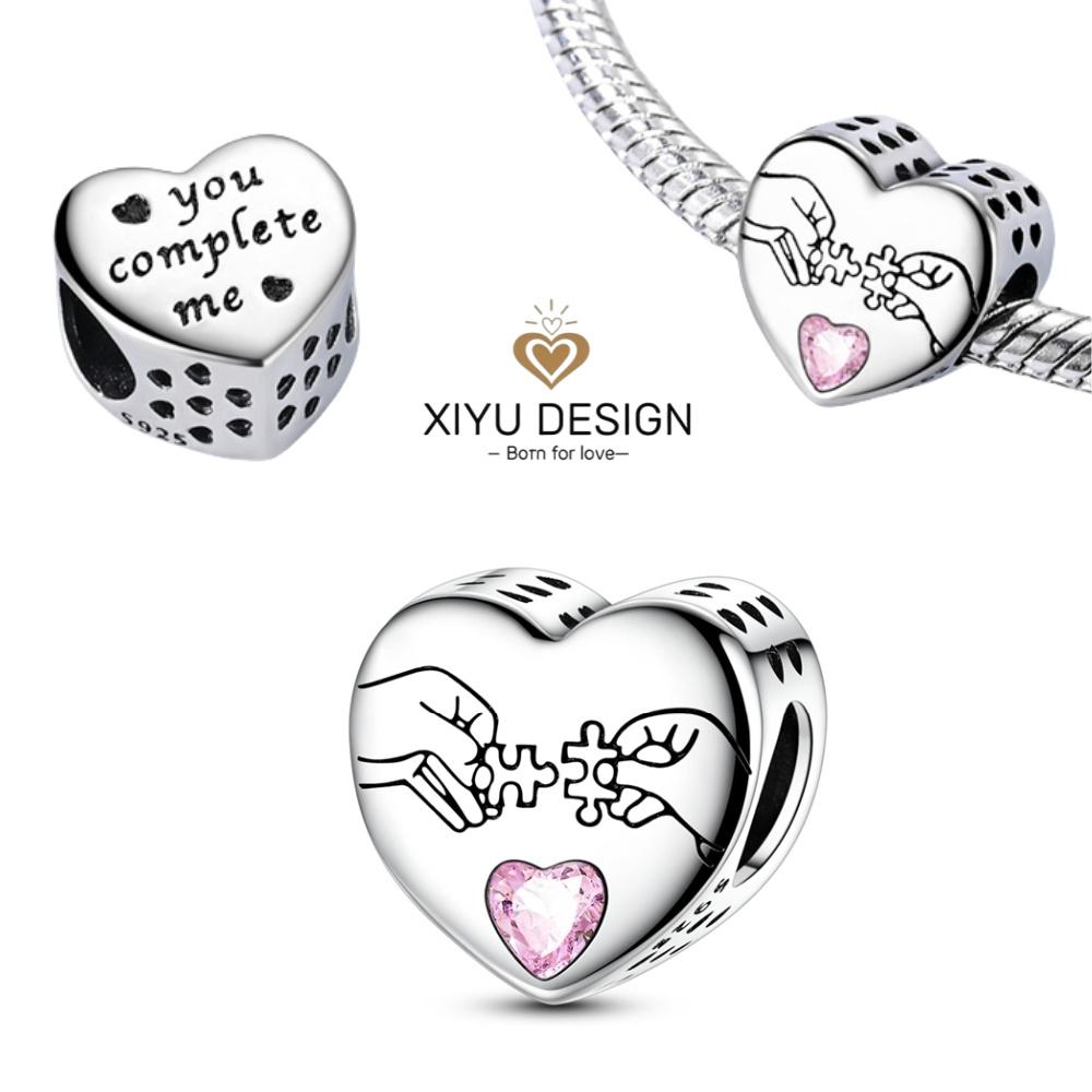 Heart Shaped Charms Copper Bead Family Friend Lover Mother'S Day Pets Sisters Fit Original Bangle Bracelets Diy Jewelry Gift