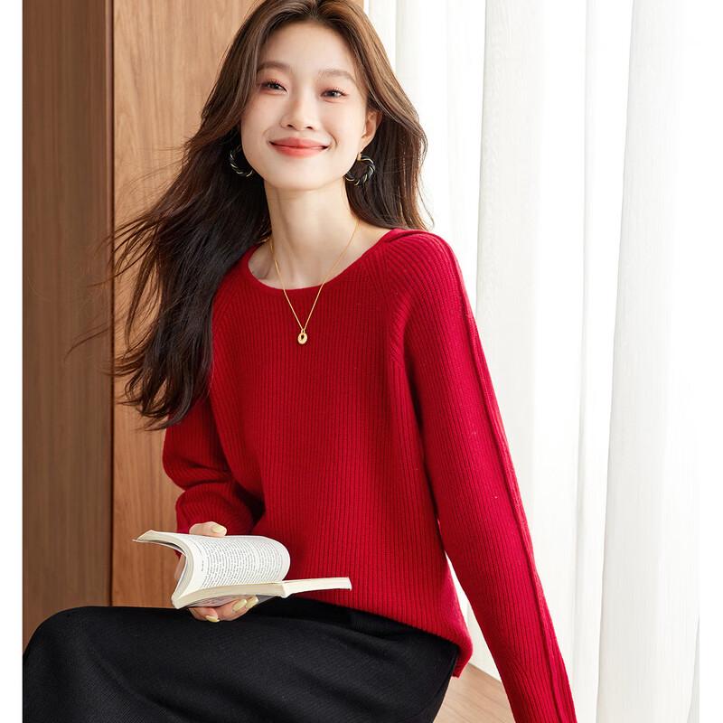 Srcr Women's 100% Wool Textured Knit Base Layer Sweater