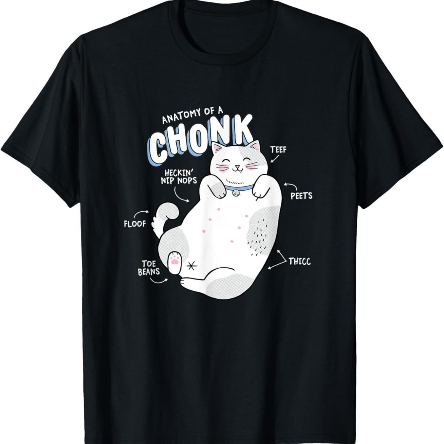 Funny Chonk Cat Meme, Anatomy of a Chonk T-Shirt S