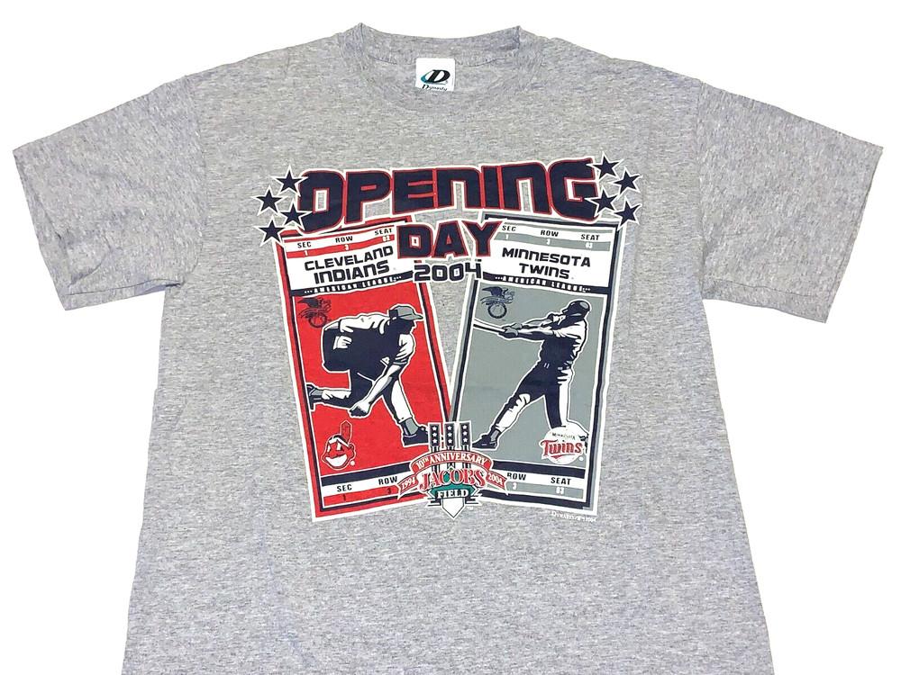 Редкая футболка Opening Day по бейсболу 2004 года, Cleveland Indians Minnesota Twins, Новая, Средняя, Унисекс XXL