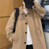 Men Windbreaker Coat Lapel Long Sleeve Buttons Placket Trench Coat with Pockets