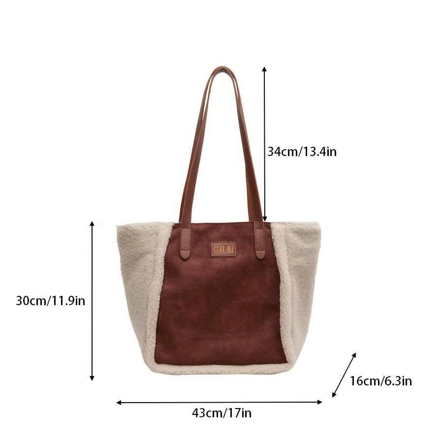 Women's Vintage Lambswool Fluffy Bag Frosted Shoulder Bag Suitable For Commuting Study Work Casual