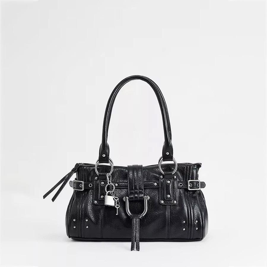Borsa Piccola a Testa di Serratura dal Design di Nicchia, Nuovo Rivetto Retrò, Borsa a Spalla da Pendolarismo ad Alta Capacità, Borsa a Spalla