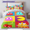 Pac-Man Custom Name Pattern Bedding,Quilt Set Quilt Cover Pillowcase Home Birthday Gift(1 * Duvet Cover + 2 * Pillowcase, Without Core)