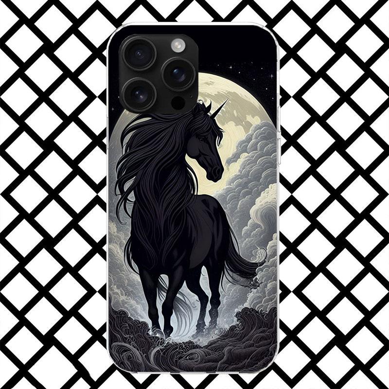 Animal Black Horse Phone Case for iPhone 17 Air 16 16E 15 14 Plus 13 Mini 12 11 Pro Max 7 8 + SE 2020 Soft Cover Fundas 17 Air 1