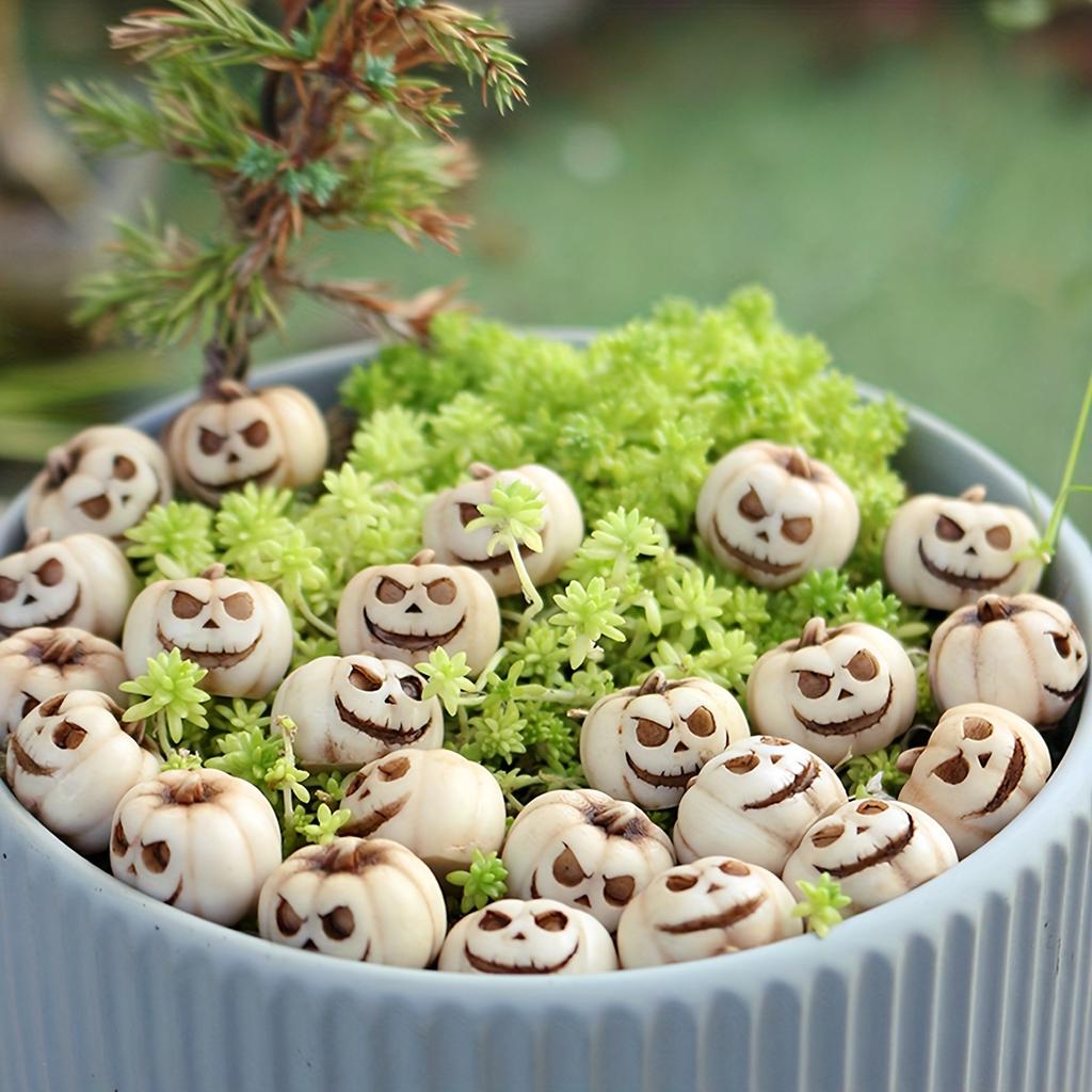 20PCS Halloween Pumpkins, Gothic Pumpkin Heads, Outdoor Garden Bonsai Decoration Pavilions, Fish Tank Halloween Scene Decoration