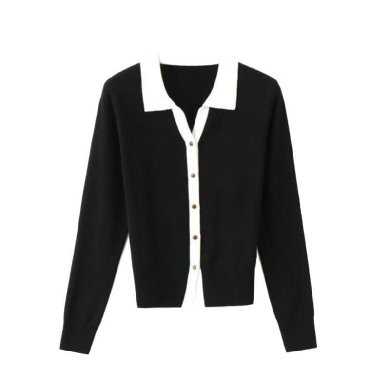 Winter new unique chic beautiful top sweater women's niche high-end blue knitted cardigan