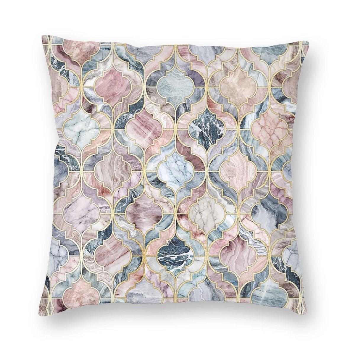 

Мармурова Марокканська Плитка Наволочка Поліестер Льон Оксамит Друкований З блискавкою Декор Подушка для Ліжка Чохол 30cmx30cm