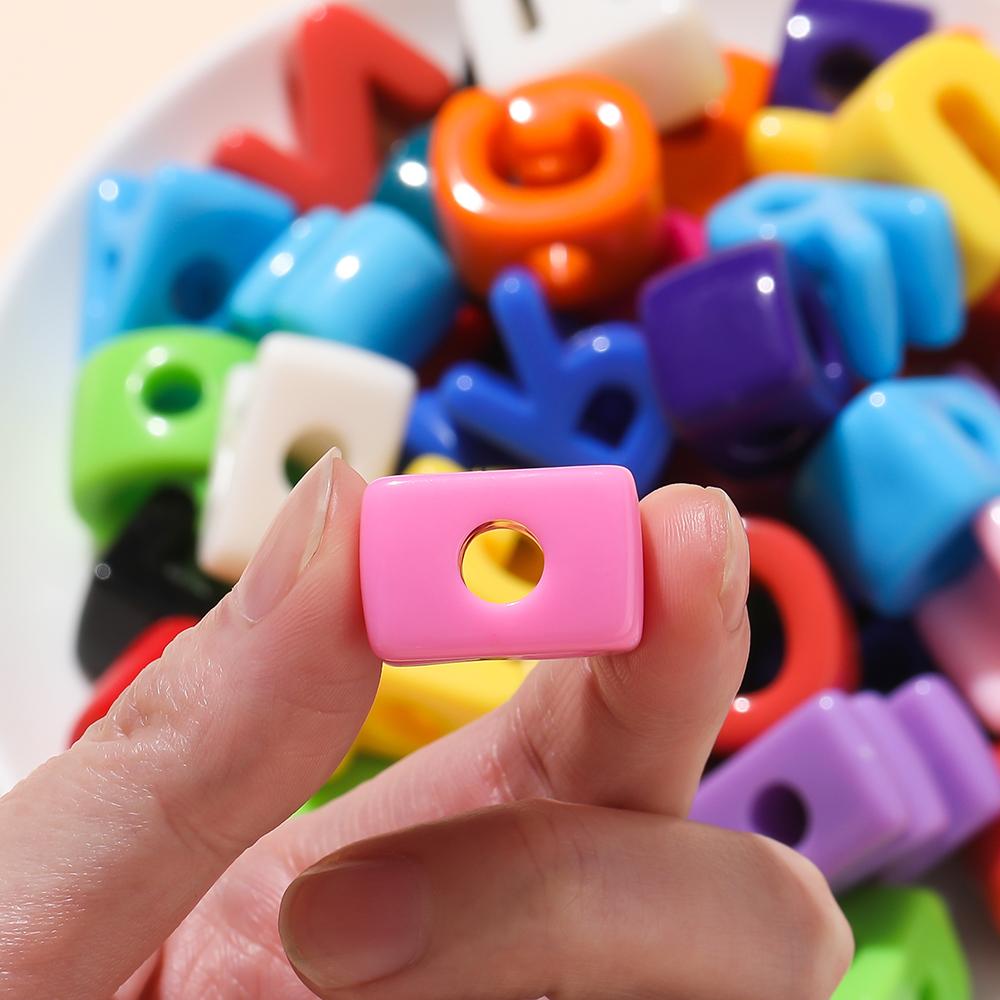 5Pcs A-Z Acrylic Big Hole Letter Beads Mix Colour Loose Spacer Beads for Making Key Chain Bracelet DIY Craft Jewelry Accessories