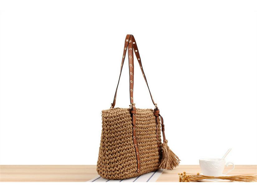 Phoenix Eye Single Shoulder Woven Crochet Tassel Beach Bag for Women