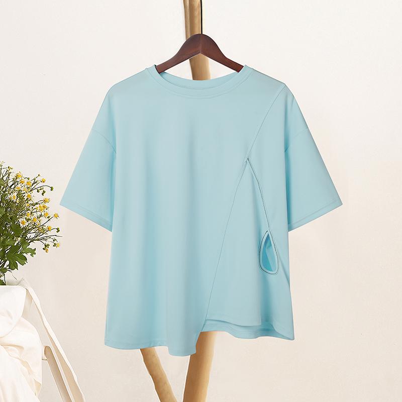 

ZANZEA Женские повседневные футболки с круглым вырезом, свободные, летние, с коротким рукавом XL синий