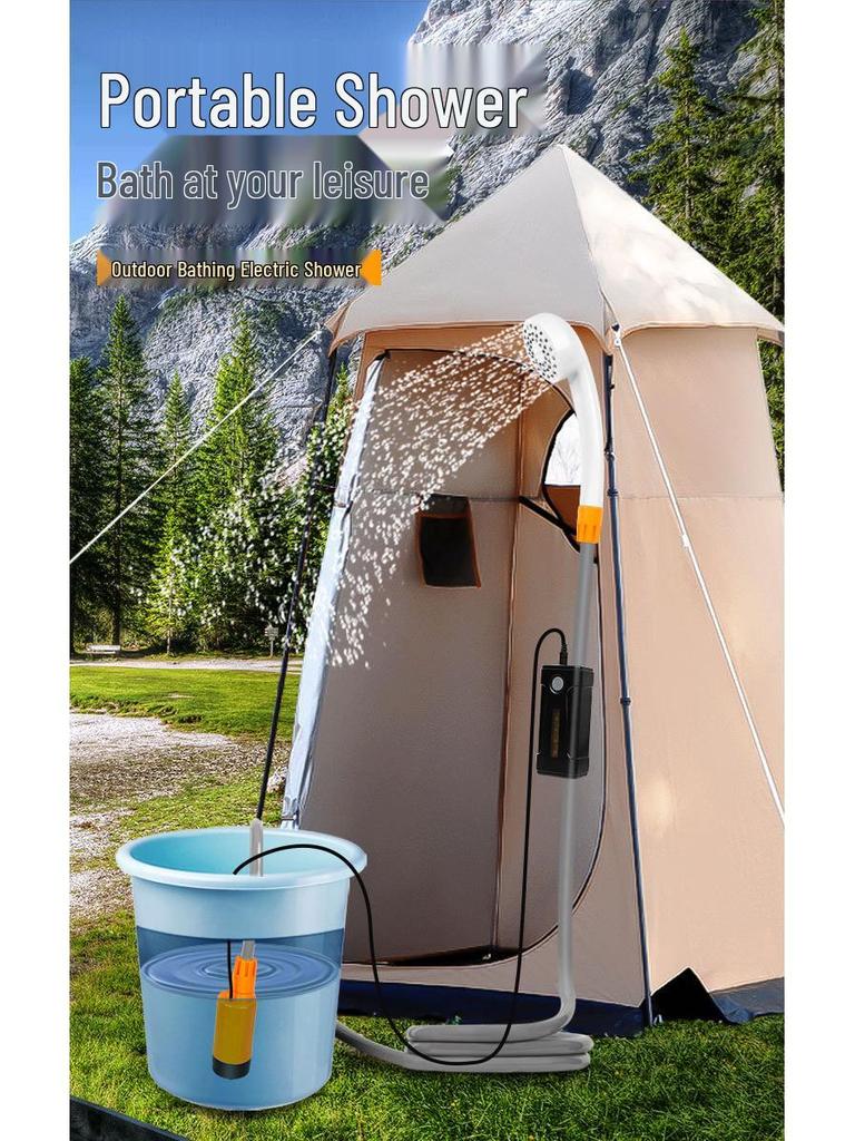 Portable USB Rechargeable Shower Head for Camping, Dorms, Construction Sites, and Rural Bathing