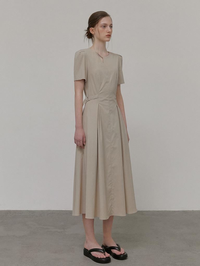 Etmont Neck Strap Belt Dress, Beige