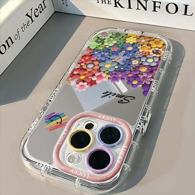 Rainbow Smiley for Mobile Phone Case for IPhone17promax Mirror for Apple 15 All-Inclusive Anti-fall 14/13/16