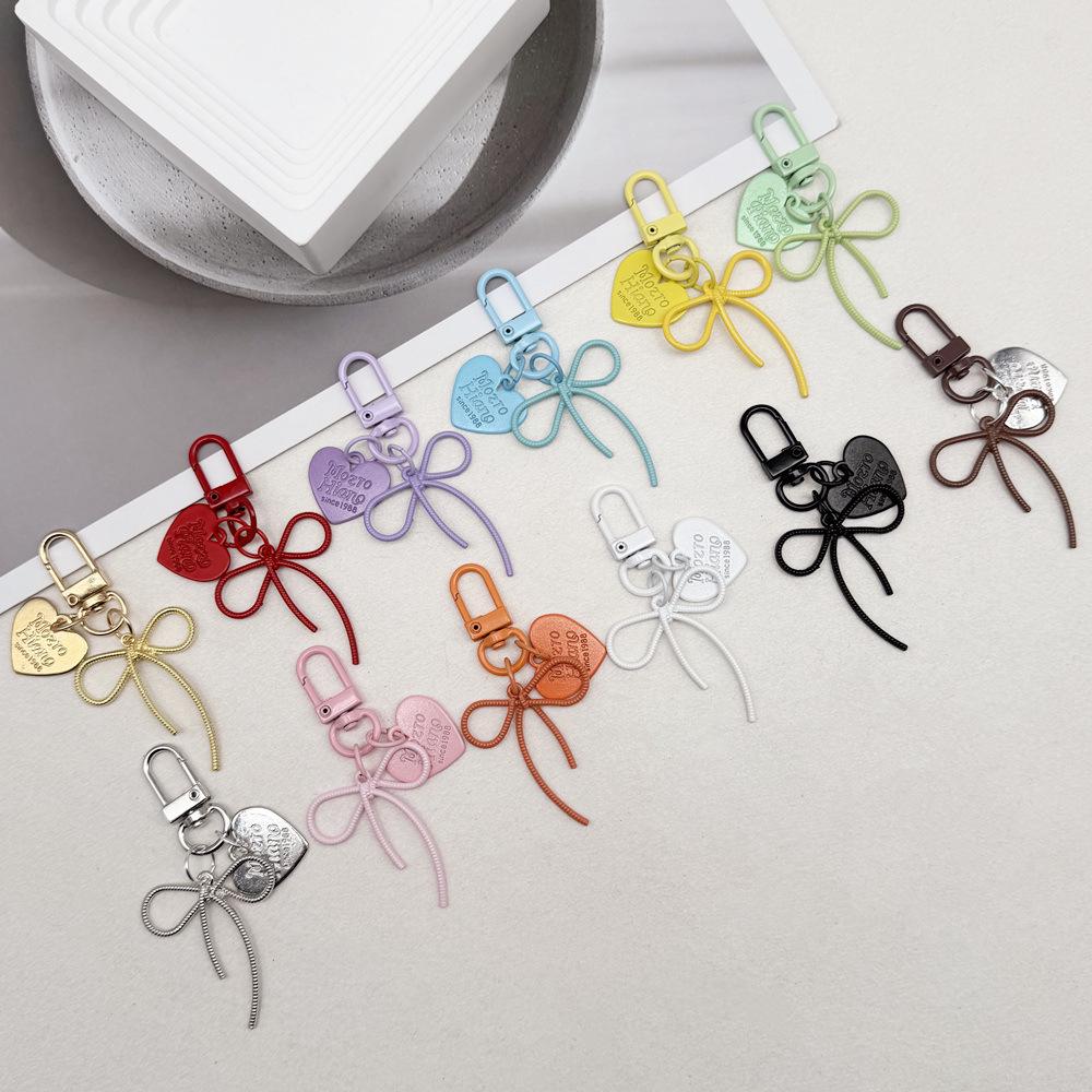 Colorful Heart Bow Keychain DIY Pendant for Bags