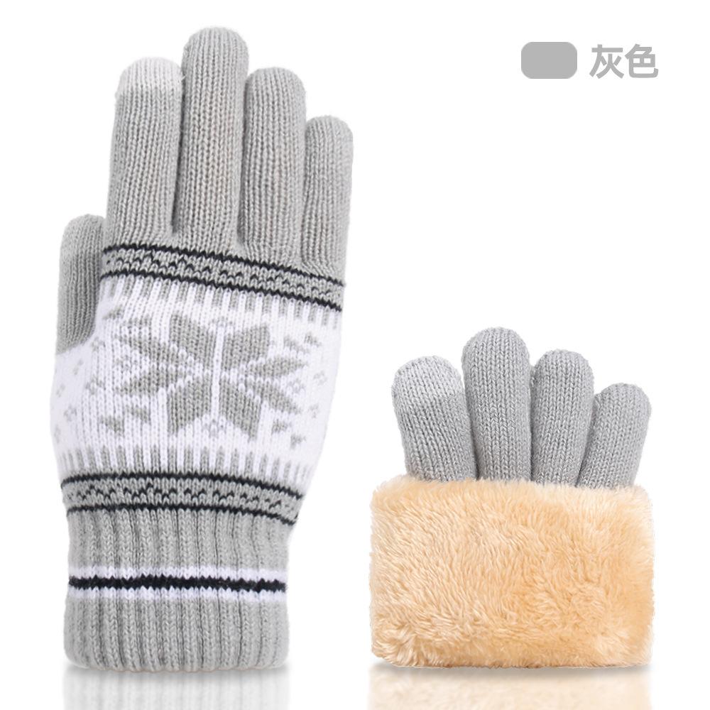 New Knitted Wool Snowflake Gloves Men and Women Autumn and Winter Warm Christmas Magic Gloves Adult