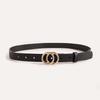 Double-loop Buckle Versatile Women's Belt, Basic PU Imitation Leather Fashionable Double-loop Buckle Flat Belt