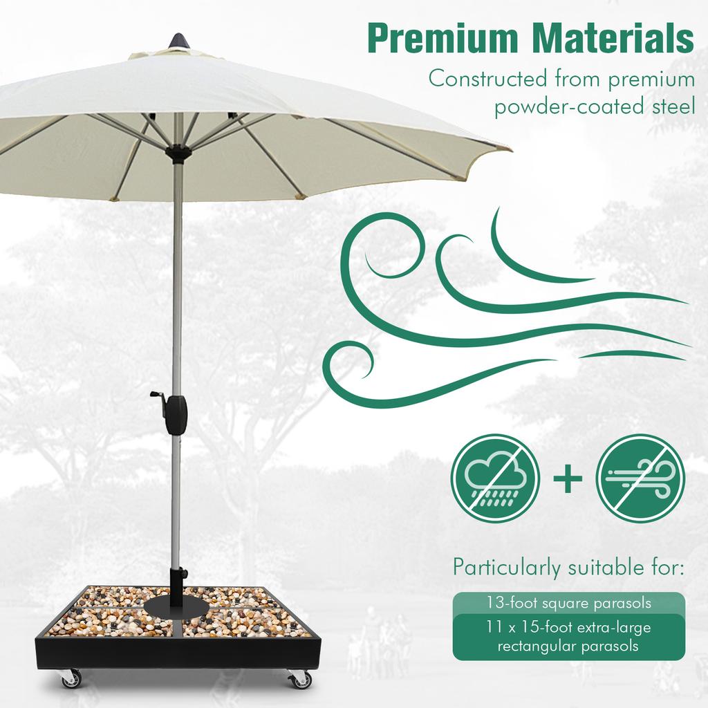 Patio Umbrella Base Fillable Umbrella Holder Metal Cantilever Umbrella Base for Outdoor Patio Garden Deck Poolside Lawn