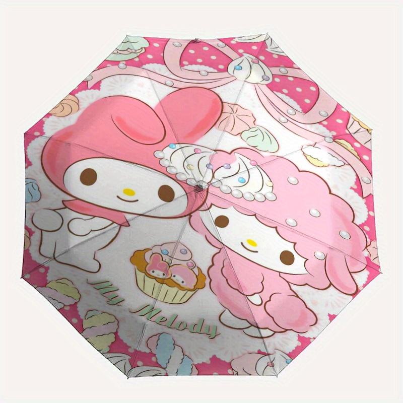 My Sweet Piano & My Melody Automatic Opening and Closing Cartoon Umbrella, Lightweight 3-Fold, With Cute Cartoon Characters, Suitable for Home, Outdoo