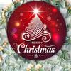 Christmas Round Metal Tin Sign Vintage Wreath Wall Art Holiday Decoration Gift 8 Inch
