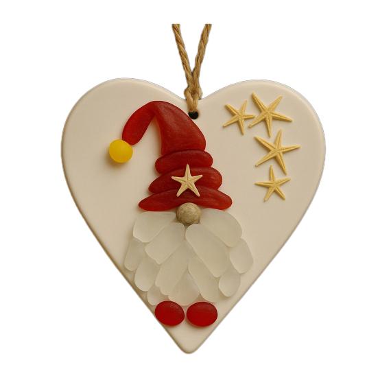 1/2Pcs Christmas Pendant Heart Shape Gnome Santa Claus Pattern Charm Festive