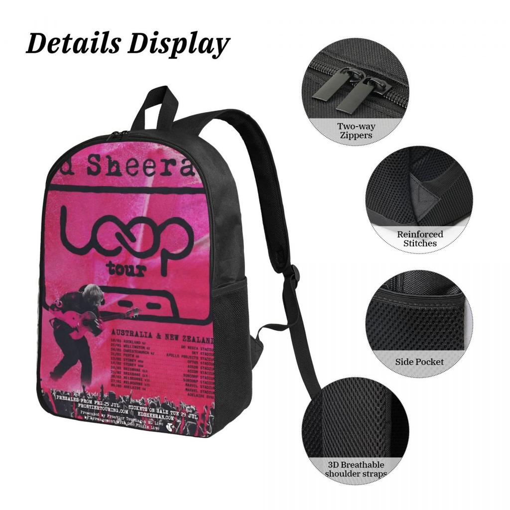 3Pcs Ed Sheeran Loop Tour 2026 Merch Backpack Set for Children Pen Bags Bookbag Sets with Lunch Box For School Students Daypack