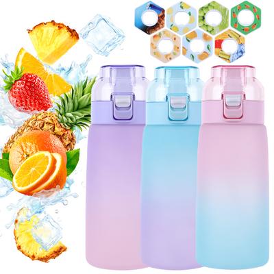 600ML Luft-Wasserflasche Trinkbecher Duftwasserbecher Tritan mit 7 Geschmacks-Kapseln Fruchtduft Wasserflasche für Outdoor-Sportarten
