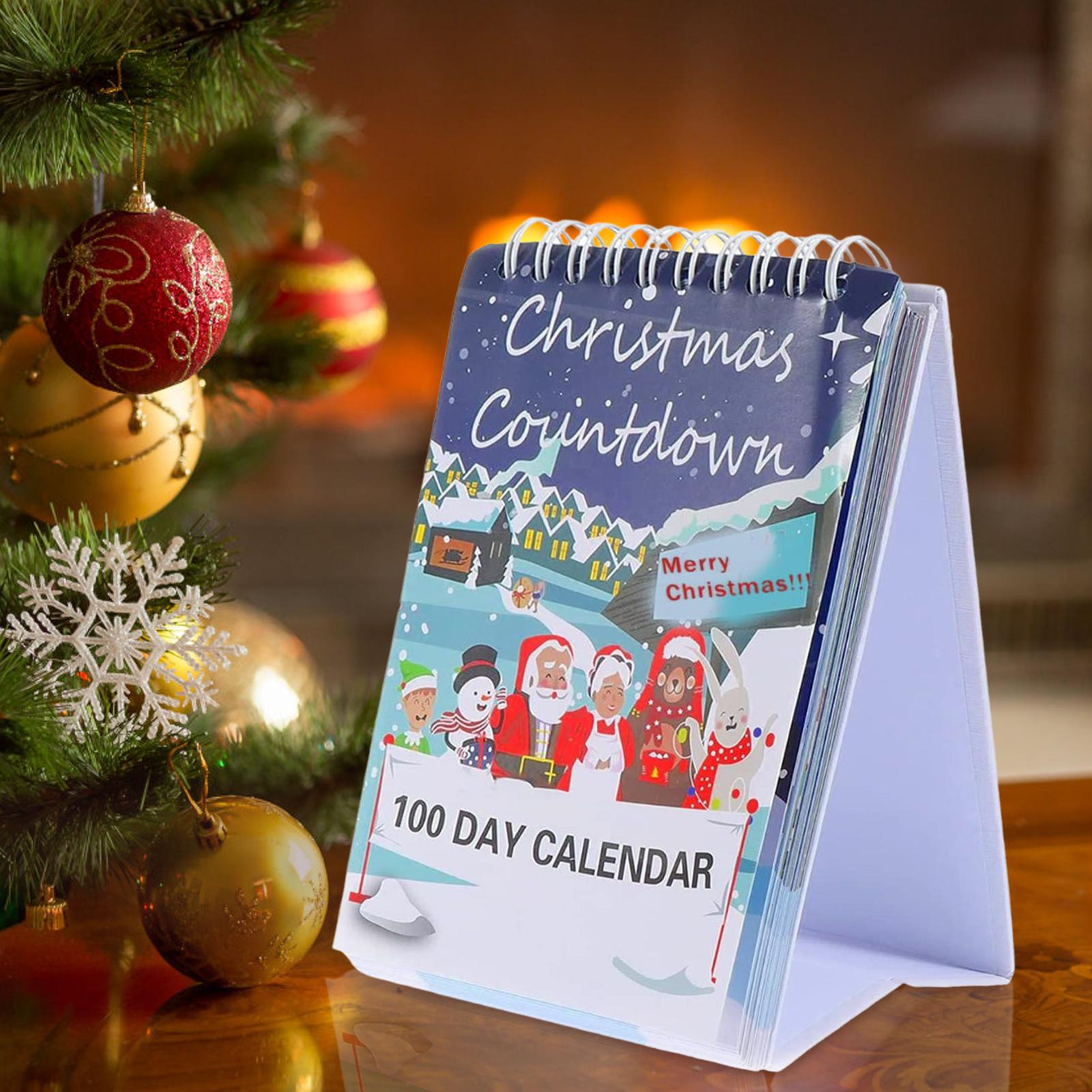 

100 Days Christmas Countdown Calendar Desktop Advent Calendar for Xmas Home Desk Tear Off Countdown Calendar Table Decor 2026 M