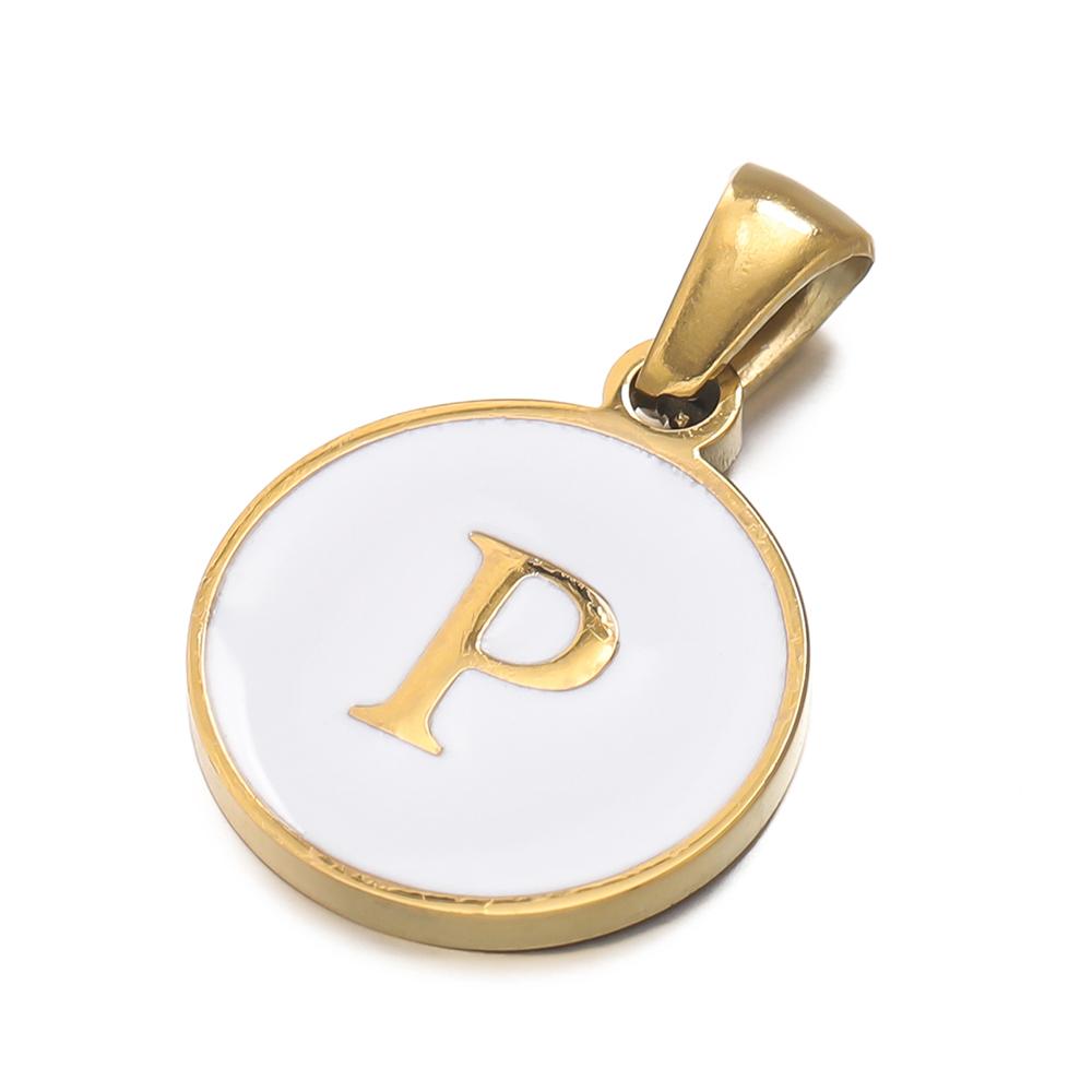 1pcs/pack Stainless Steel 26 Alphabet A-Z Letters Round White Pendants For DIY Bracelet Necklace Jewelry Making Accessories