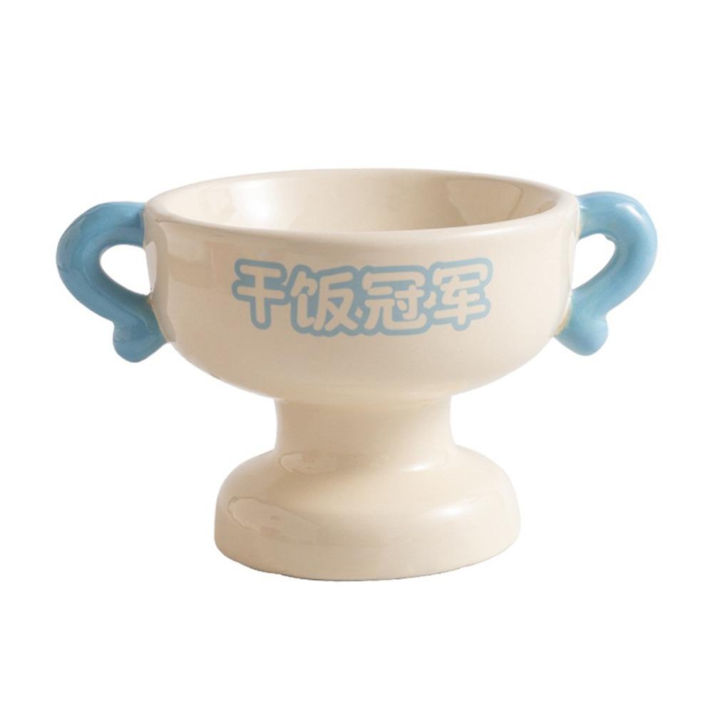 Elevated Cat Food Water Bowl Non-Slip Base Pet Food Basin Universal Ceramic Pet Bowl  Pet Supplies синий