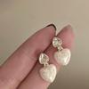 Light Luxury French Retro Zircon Love Stud Earrings Drip Glaze Peach Heart Earrings High-end Niche Design Temperament Ear Jewelry