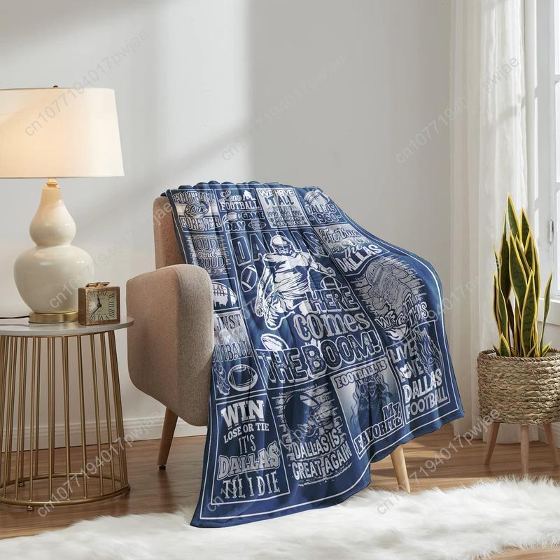 Dallas Flannel Blanket 60x50 Inch, Football Team Blanket, Gift for Boys and Girls Youth Fans, Football Patchwork Travel Blanket 75cmx90cm