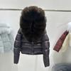 European winter new fox big fur collar hooded short down jacket women's white duck down fashion thickened coat